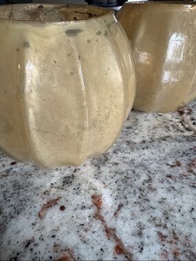 Set of 2 Amber Glass Tealight Holders - Unbranded